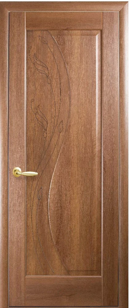 Двері Маестра Ескада золота вільха (глуха з гравіюванням) ПВХ DeLuxe Новий стиль