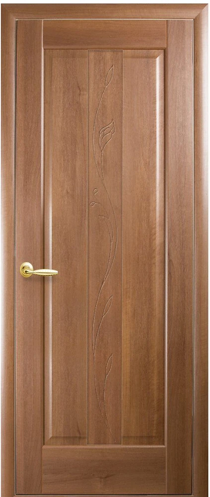 Дверь Маэстра Премьера золотая ольха (глухая с гравировкой) ПВХ DeLuxe Новый стиль