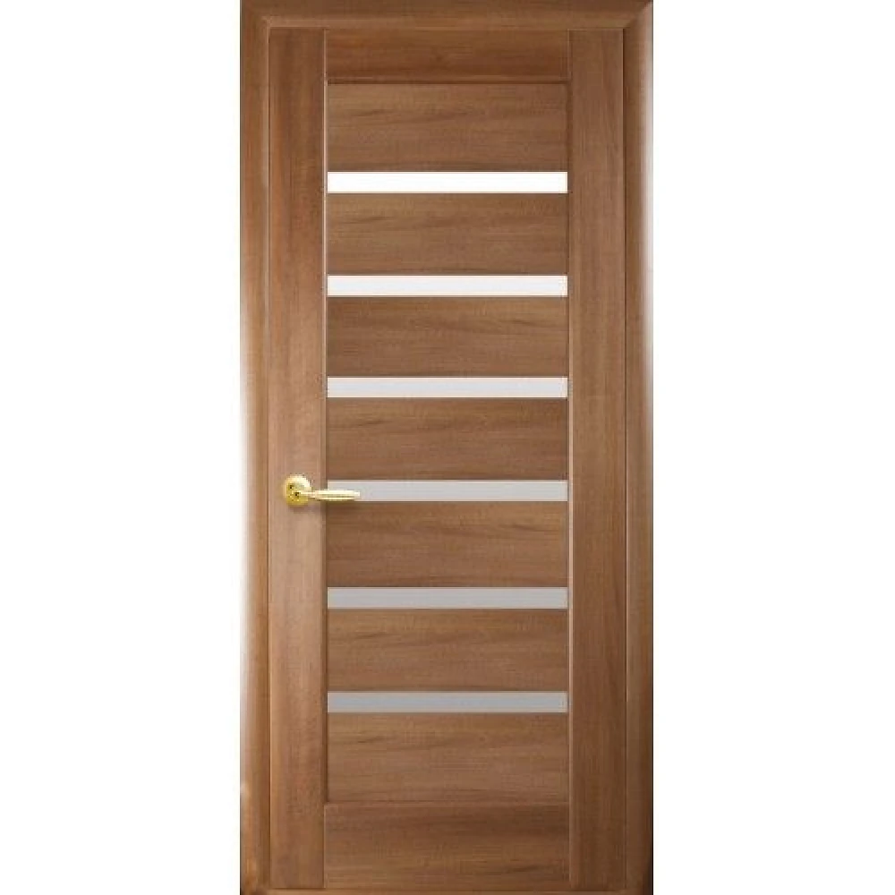 Дверь Ностра Линнея золотая ольха (со стеклом сатин) ПВХ DeLuxe Новый стиль