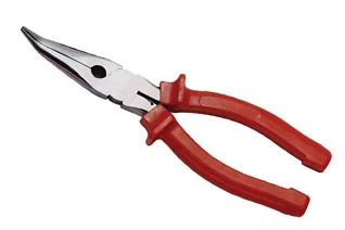 Щипці (тонкогубци) вигнуті 200мм антикор. нікелеве покриття, пластикові ручки Technics 44-006