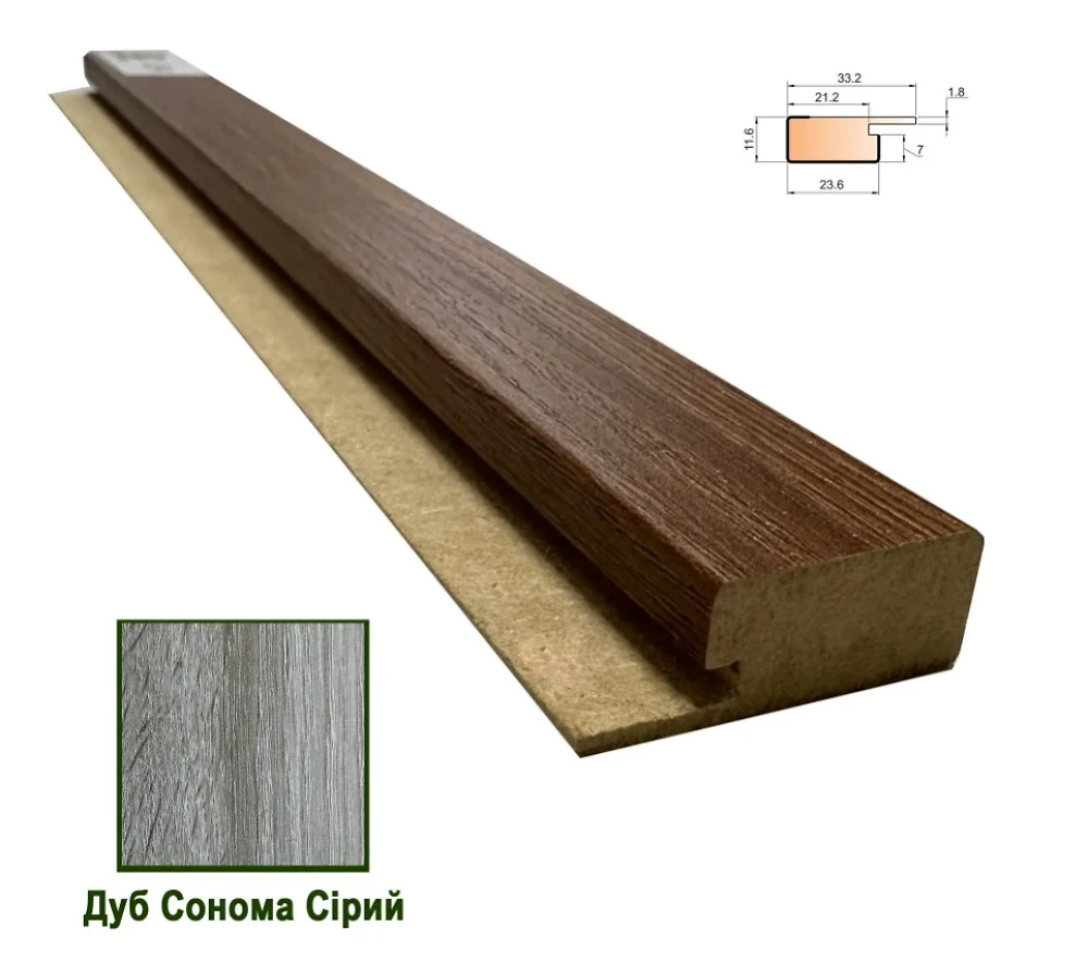 Планка стартовая МДФ 1234 Дуб Сонома Серый 33,2*11,6*2800 (1 шт.)