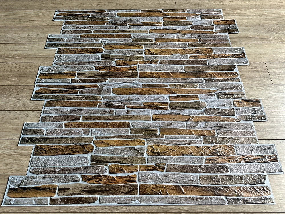 Декоративна ПВХ панель сіро-коричневий камінь 960х480х4мм WB-9606