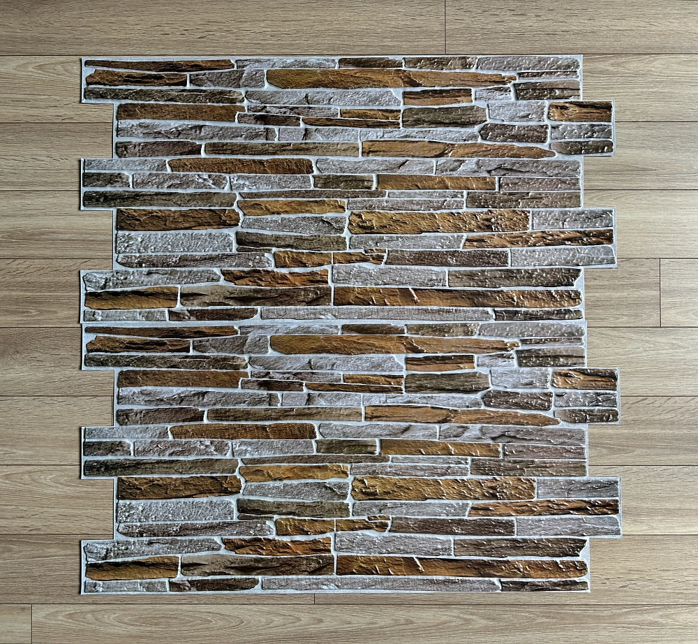 Декоративна ПВХ панель сіро-коричневий камінь 960х480х4мм WB-9606