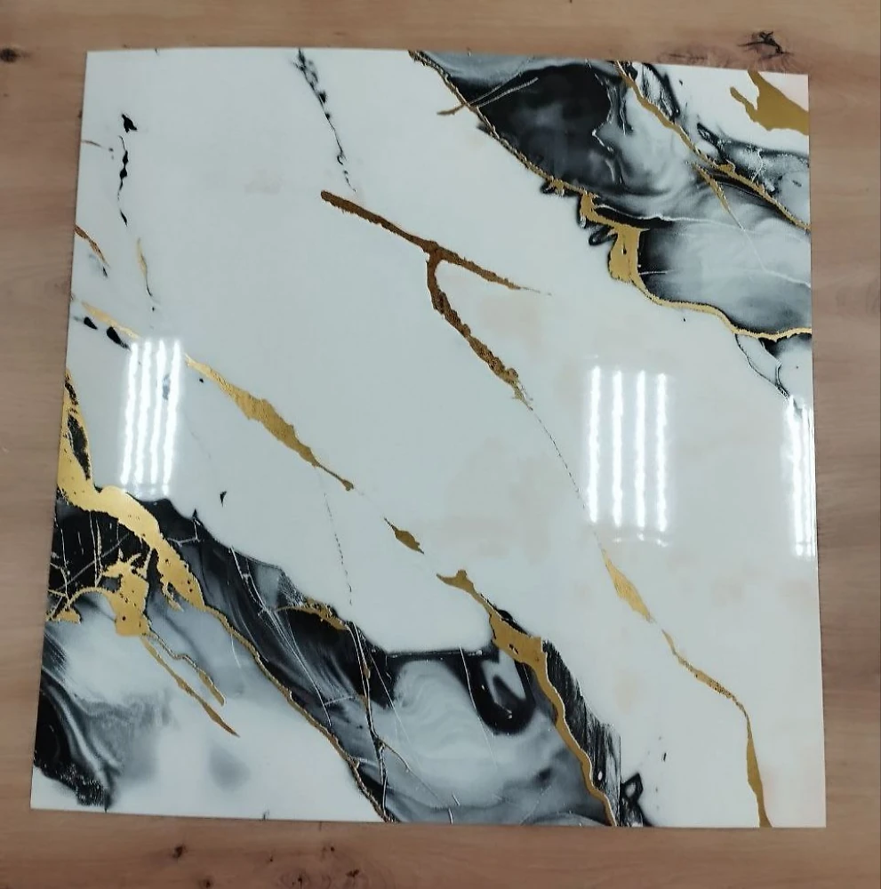 Самоклеюча панель 600*600 мм ХВМ-45 (Білий мармур з золотом)