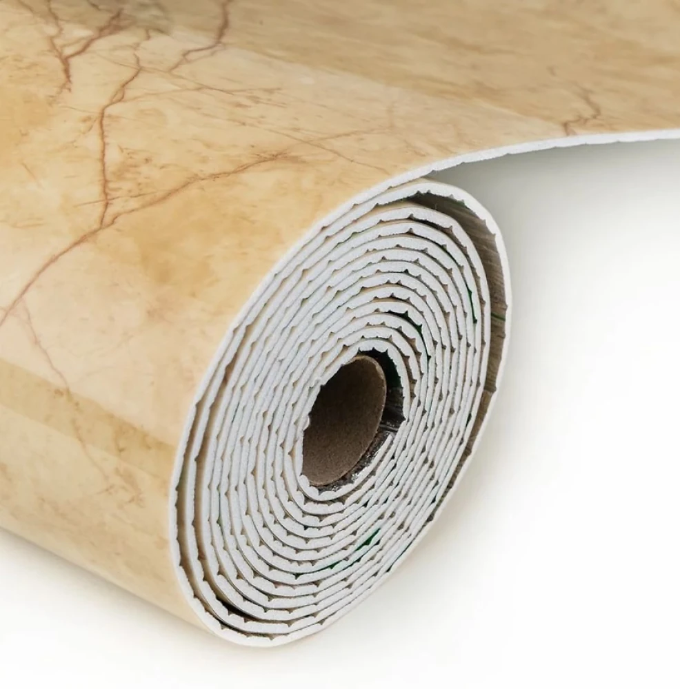Самоклеющаяся PET  плитка в рулоне WB-YC-123 (Бежевый мрамор) 3000*600 мм