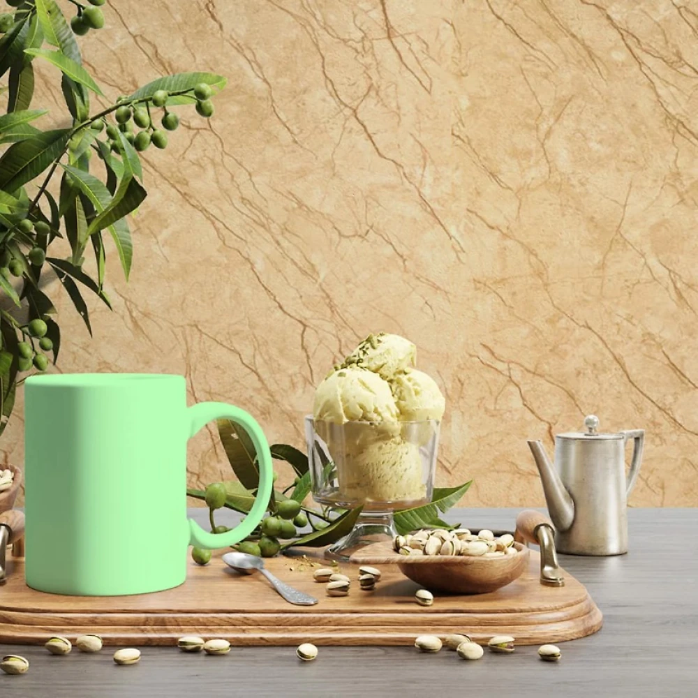 Самоклеющаяся PET  плитка в рулоне WB-YC-123 (Бежевый мрамор) 3000*600 мм