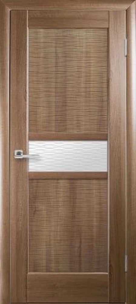 Двері  Ностра золота вільха Рифма (скло сатин і малюнок1) ПВХ DeLuxe Новий стиль