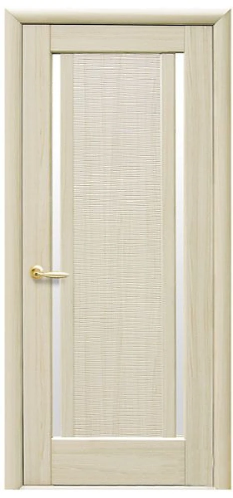 Дверь  Ностра ясень Луиза (со стеклом сатин) ПВХ DeLuxe Новый стиль