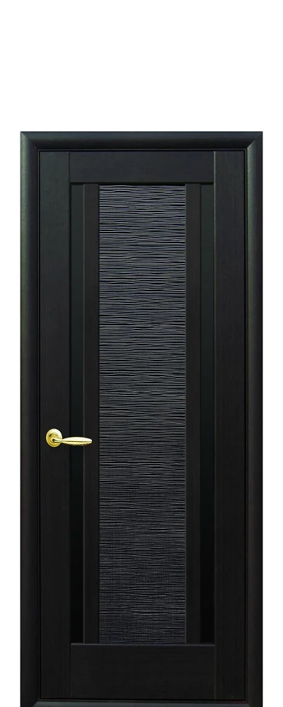 Дверь  Ностра венге Луиза (с чёрным стеклом) ПВХ DeLuxeНовый стиль