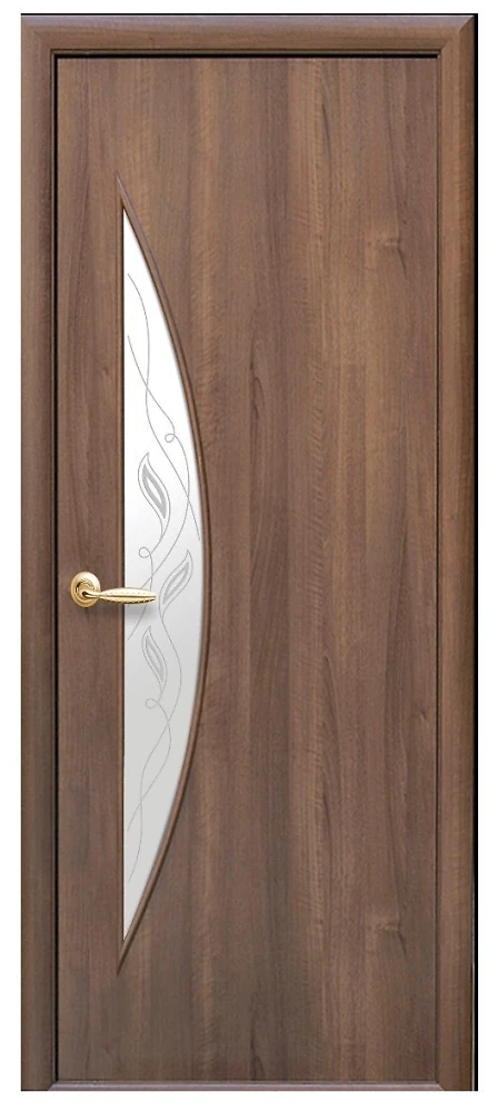 Дверь  Модерн Р золотая ольха Луна (стекло сатин и рисунок3) ПВХ DeLuxe Новый стиль