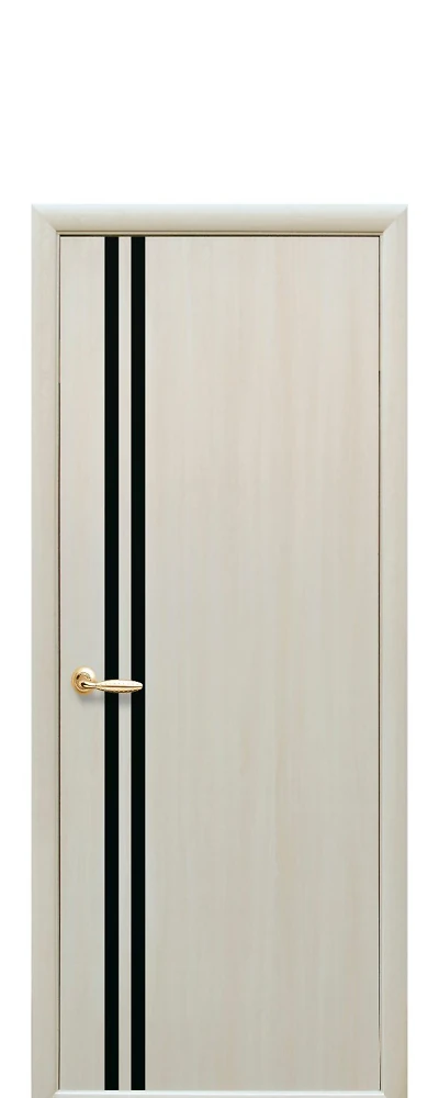 Двері  Квадра дуб перловий Віта (з чорним склом) Екошпон Новий стиль