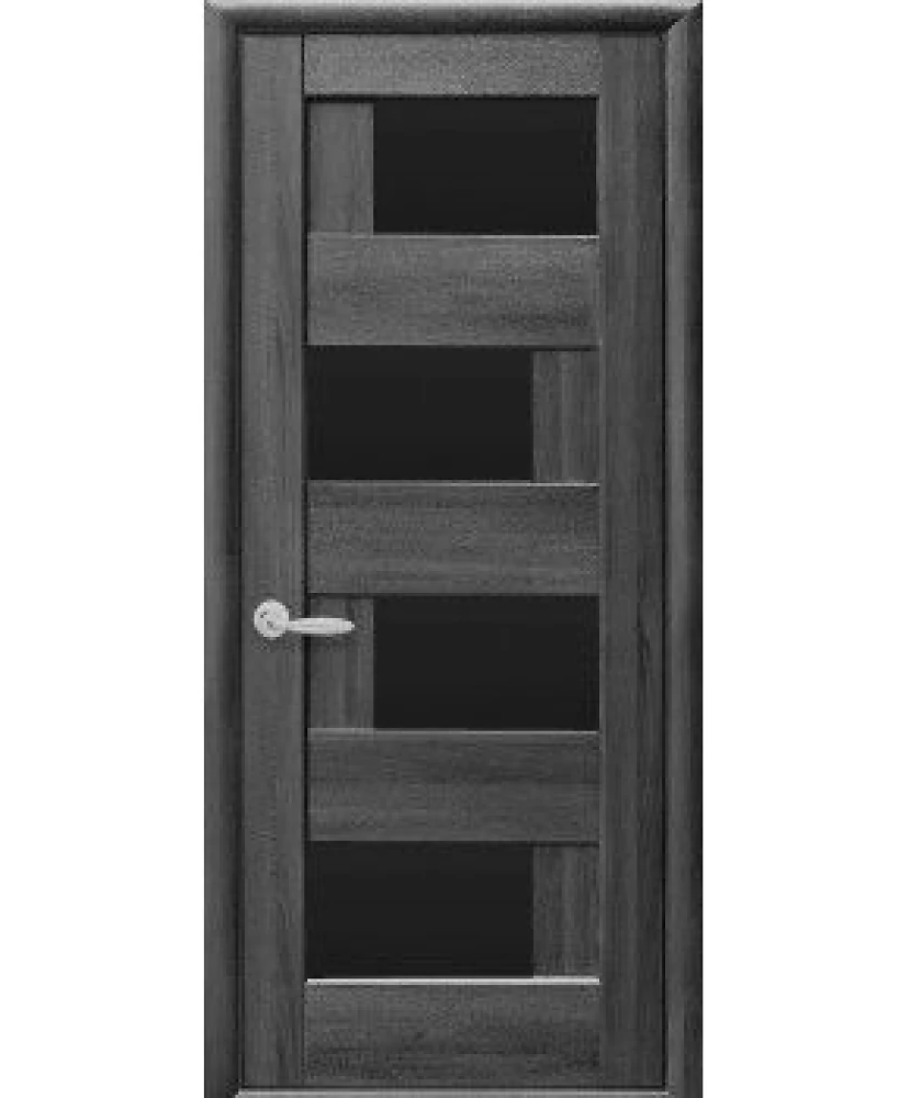 Дверь  Ностра grey Сиена (с чёрным стеклом) ПВХ DeLuxe Новый стиль
