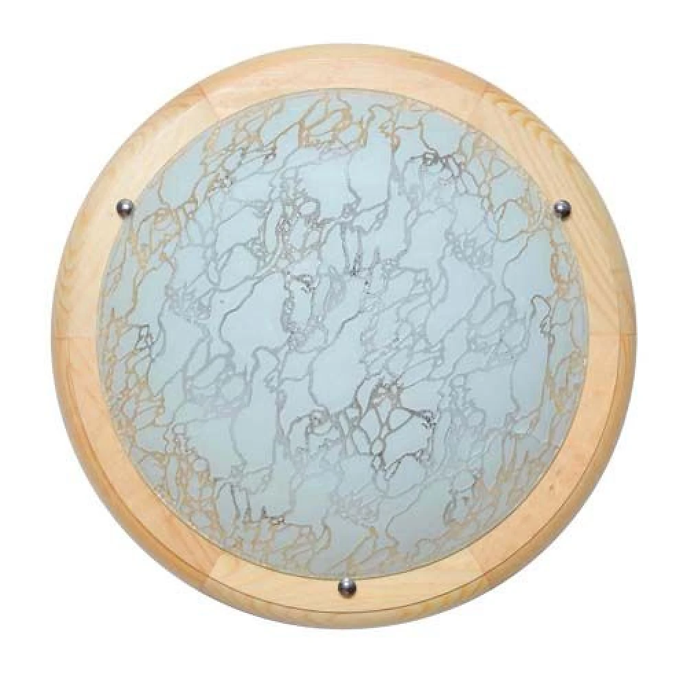 Светильник стеклянный НББ Модерн 2*60Вт Е27 d=300 белый/сосна  (27190)