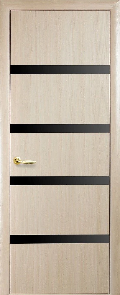Дверь  Квадра дуб жемчужный Нота (с чёрным стеклом) Экошпон Новый стиль
