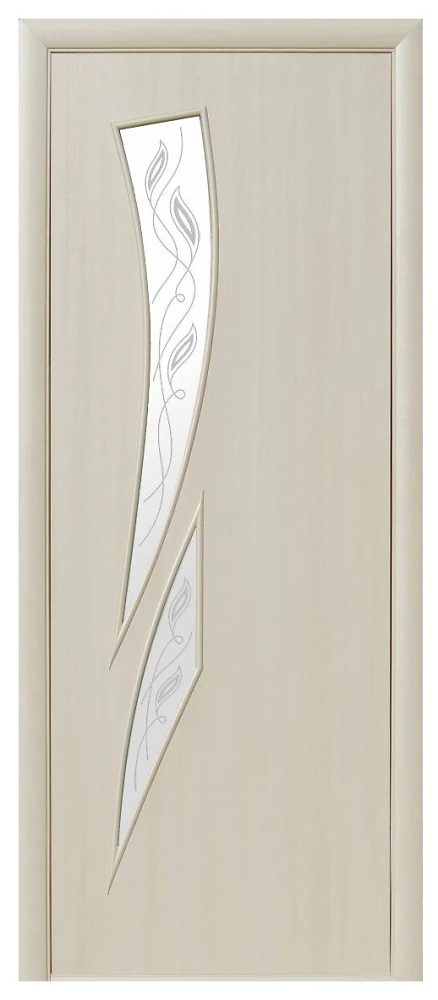 Двері Модерн Камея Р3 дуб перловий (скло сатин і малюнок) Екошпон Новий стиль
