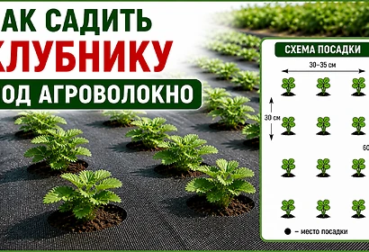 Посадка клубники под агроволокно