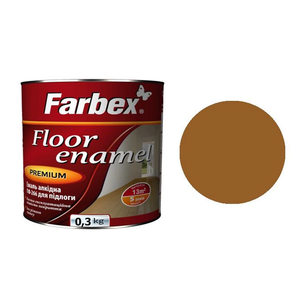 Эмаль для пола ПФ-266 Farbex Желто-коричневая  0,3 кг