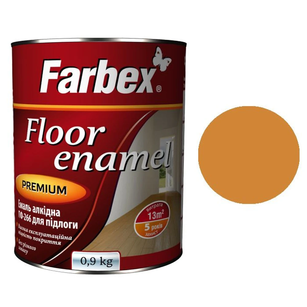 Емаль для підлоги ПФ-266 Farbex Золотисто-коричнева 0,9 кг