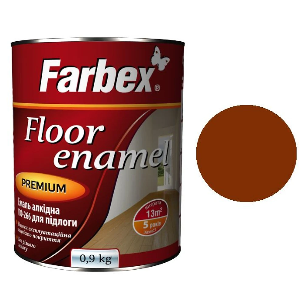 Емаль для підлоги ПФ-266 Farbex Червоно-коричнева 0,9 кг