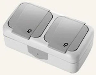 Viko Palmiye серый Розетка 2-я с заземлением и крышкой блок горизонтальный IP54
