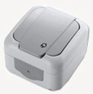 Viko Palmiye серый Розетка 1-я с заземлением и крышкой  IP54