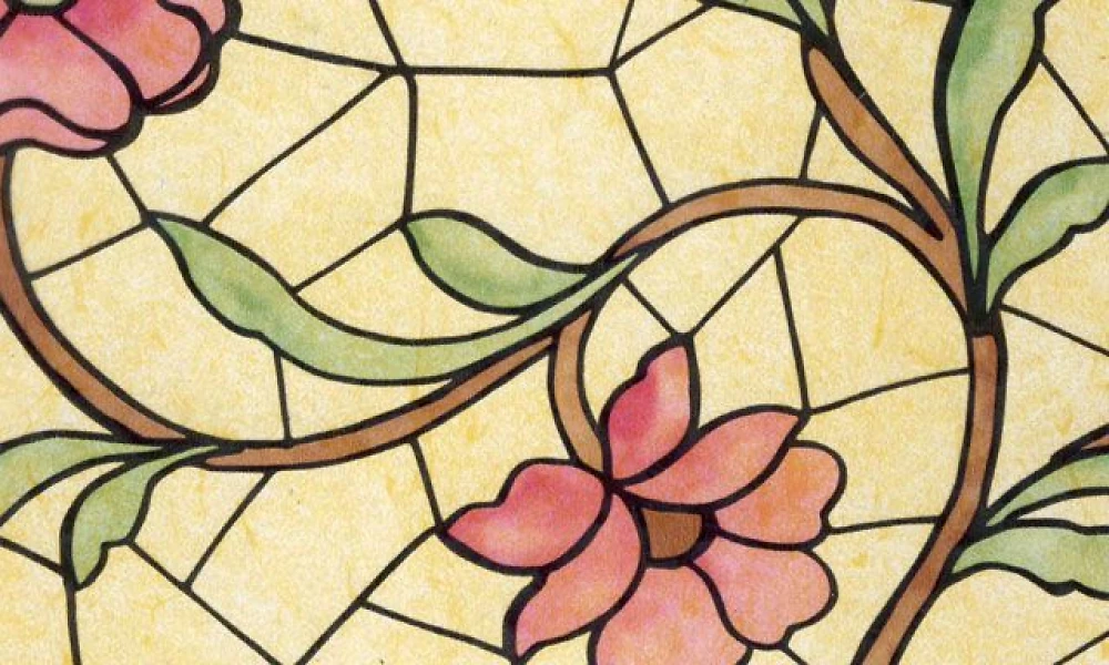 Самоклеюча плівка Patifix 90см х 1м 91-2240 (Вітраж рожеві квіти)