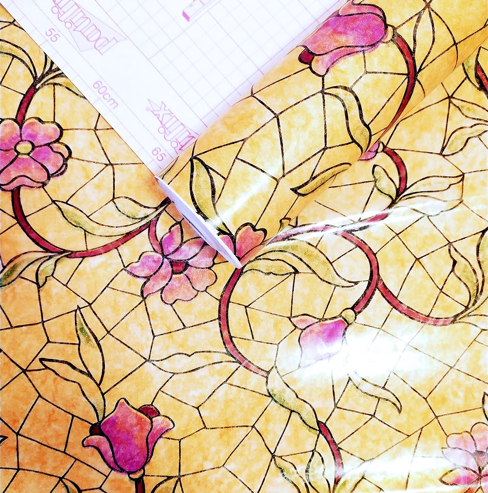 Самоклеюча плівка Patifix 90см х 1м 91-2240 (Вітраж рожеві квіти)