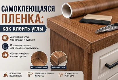 Cамоклеющаяся пленка: как клеить углы